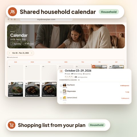 myDinnerPlan meal planning beside Paprika recipe manager on phone and laptop