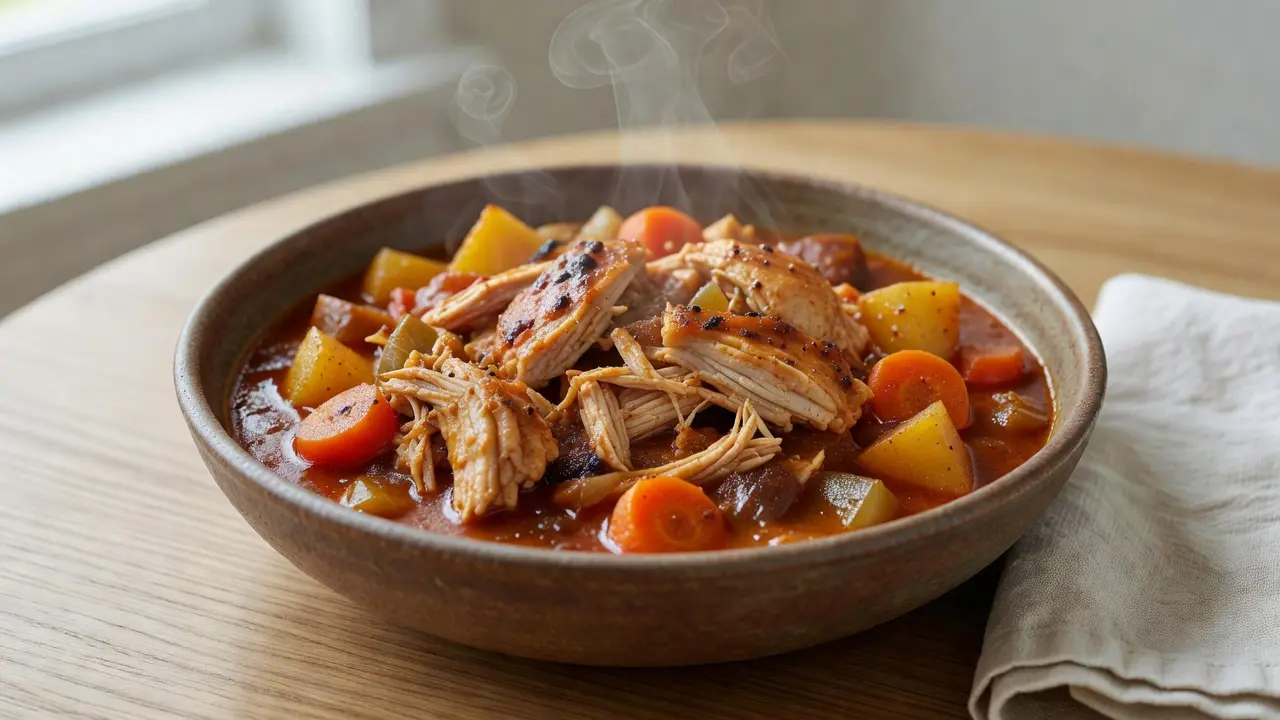 BBQ Chicken Stew with Corn & Potatoes