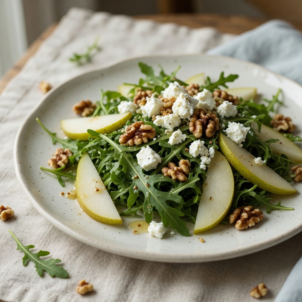 Arugula Pear Salad with Toasted Walnuts and Goat Cheese