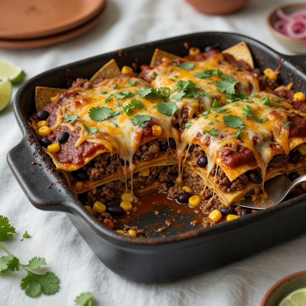 Beef and Black Bean Enchilada Bake