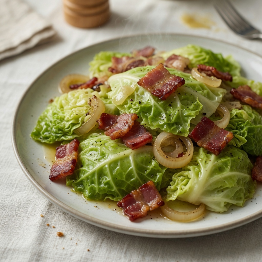 Buttered Cabbage with Bacon and Onions