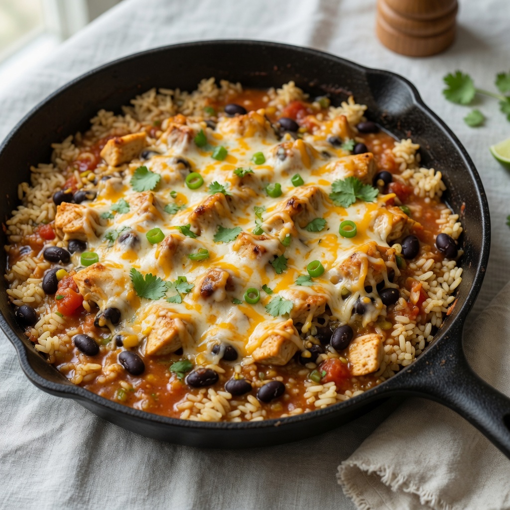 Cheesy Chicken Rice Skillet