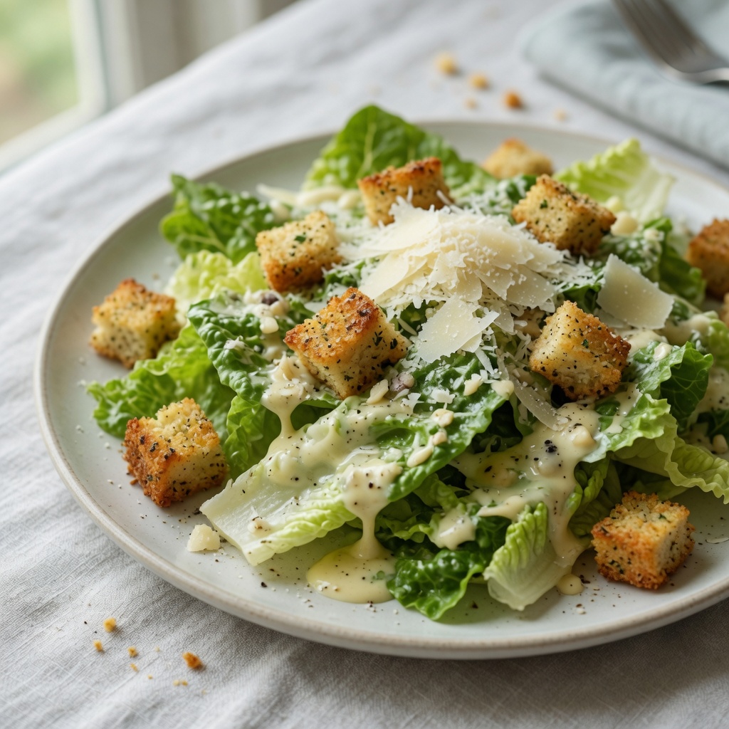 Classic Caesar Salad with Garlic Croutons