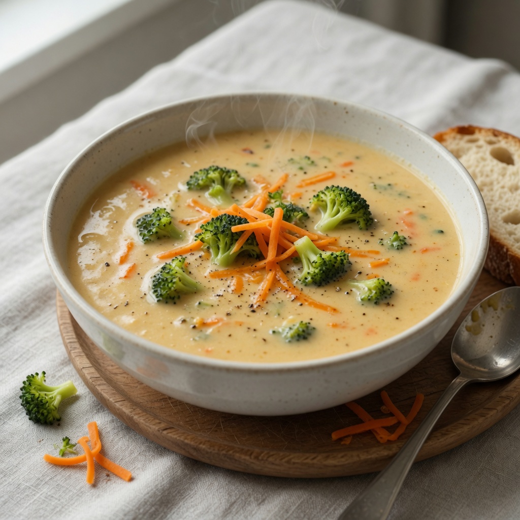 Creamy Broccoli Cheddar Soup with Carrots