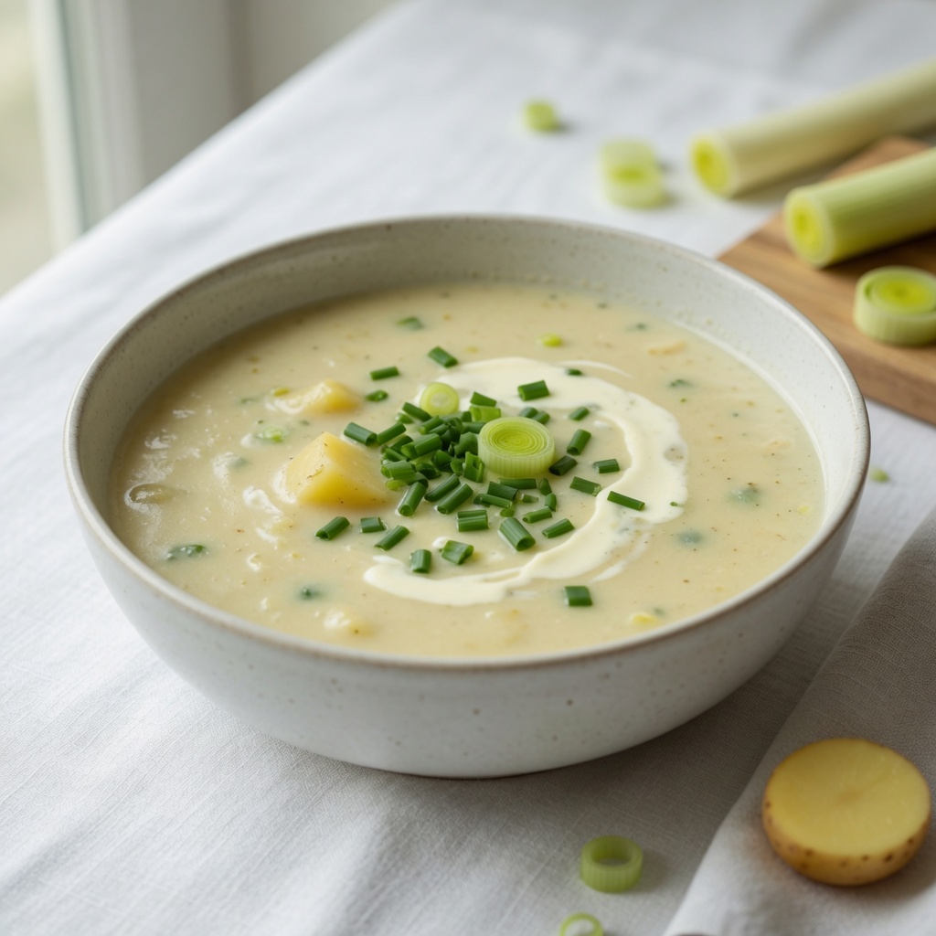 Creamy Potato Leek Soup with Chives