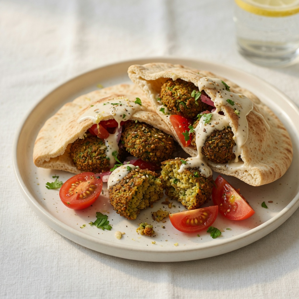 Crispy Baked Falafel with Lemon-Tahini Sauce