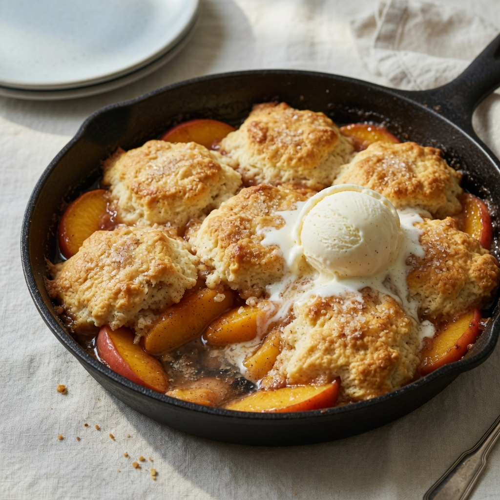 Easy Skillet Peach Cobbler