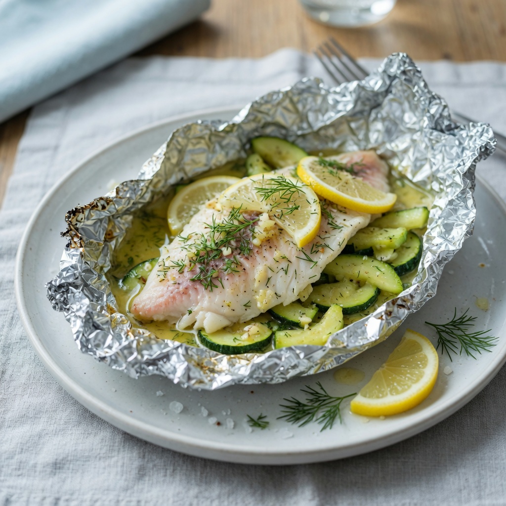 Foil-Packet Lemon-Dill Tilapia with Zucchini