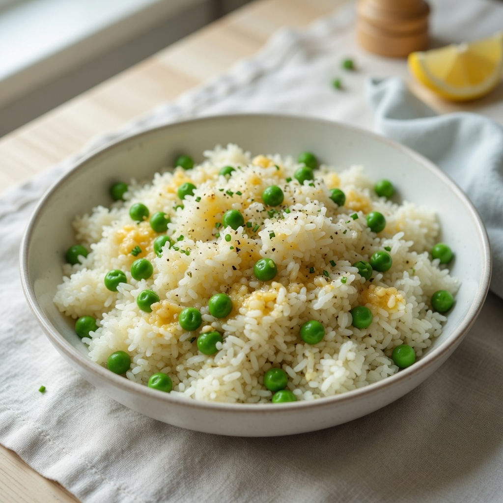 Garlic Butter Rice with Peas