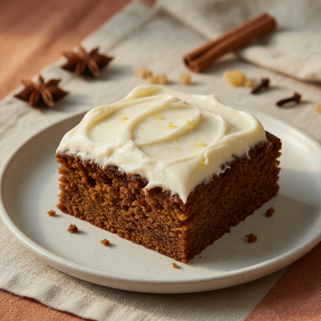 Gingerbread Snack Cake with Cream Cheese Frosting
