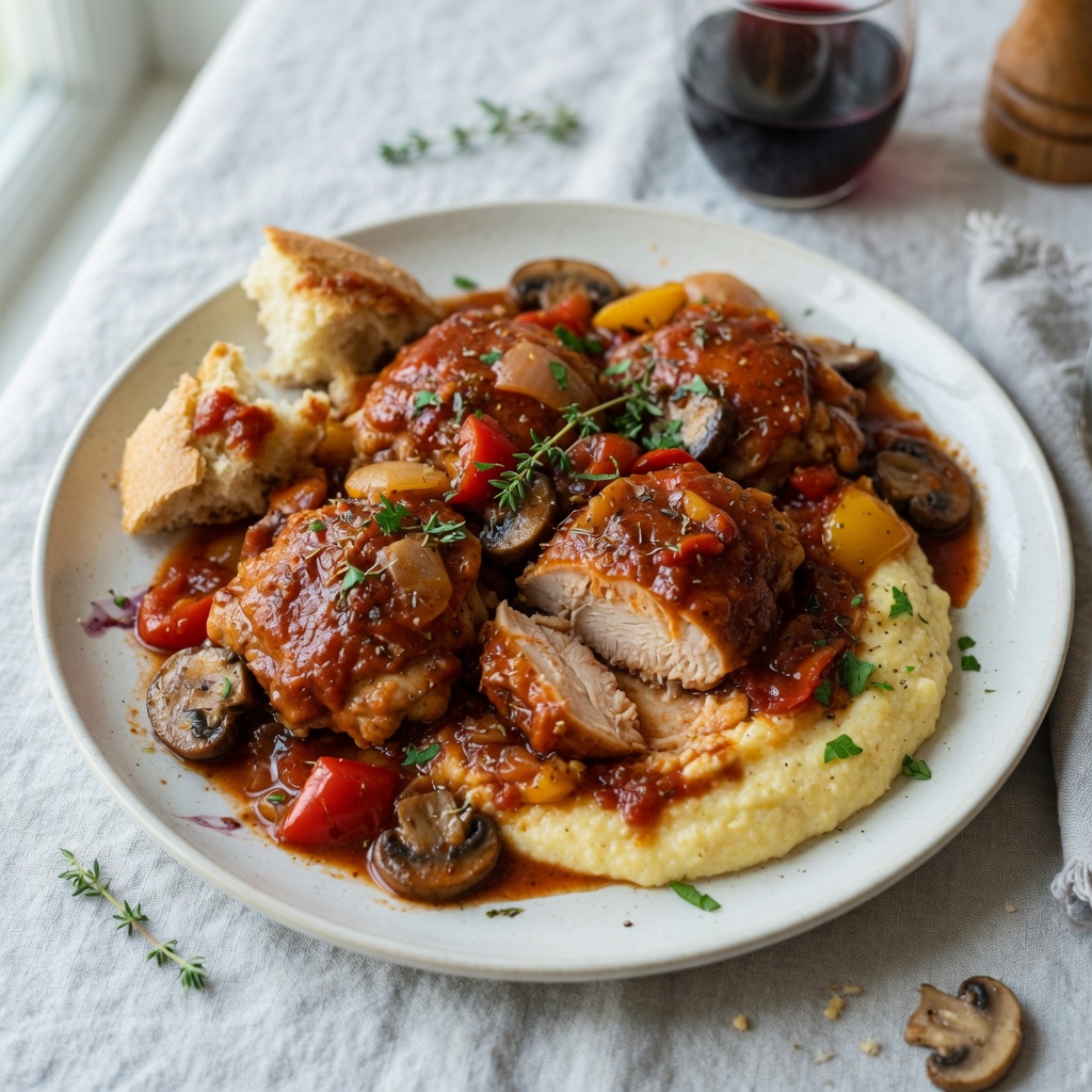 Instant Pot Chicken Cacciatore with Peppers and Mushrooms