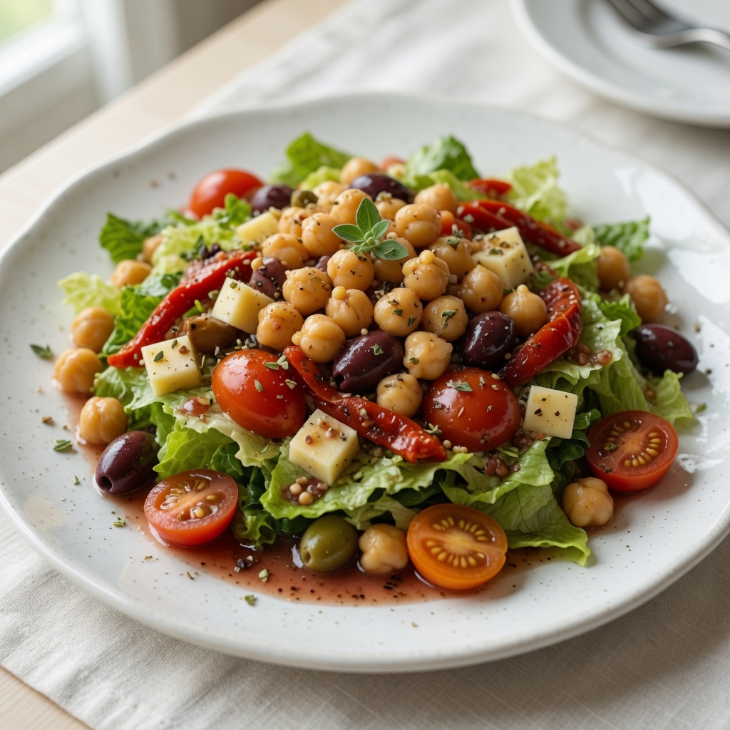 Italian Chopped Salad with Chickpeas and Red Wine Vinaigrette