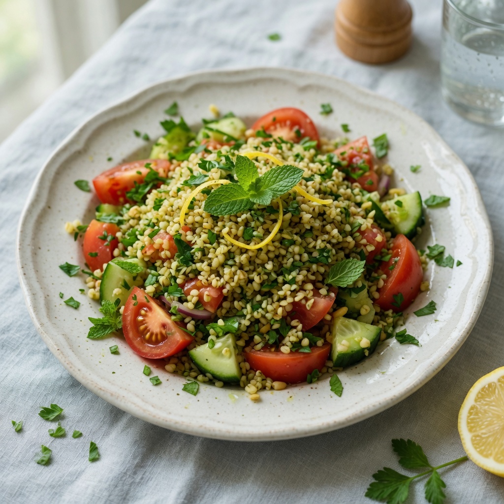 Lemony Bulgur Salad with Tomatoes and Parsley