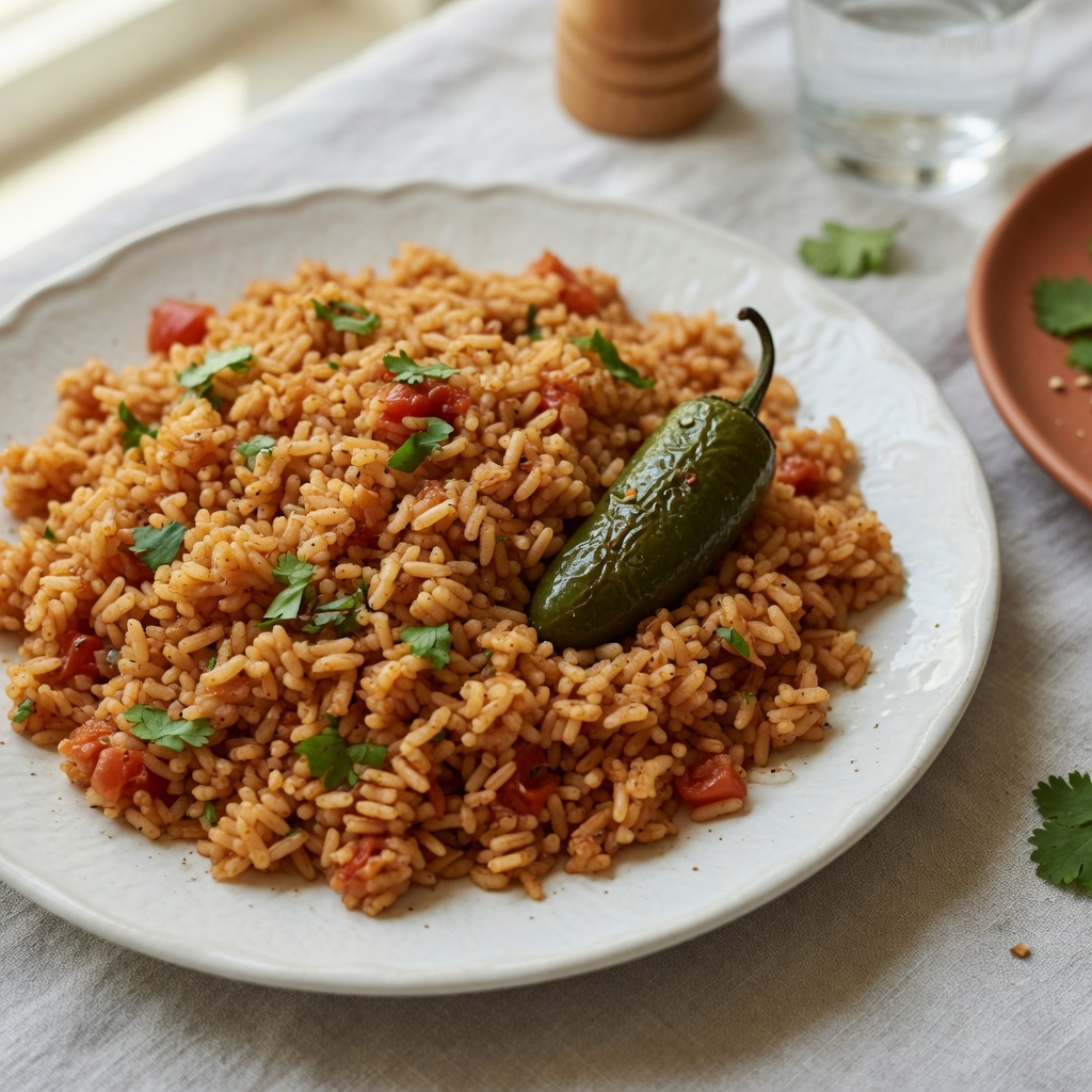 Mexican Red Rice with Tomato and Garlic
