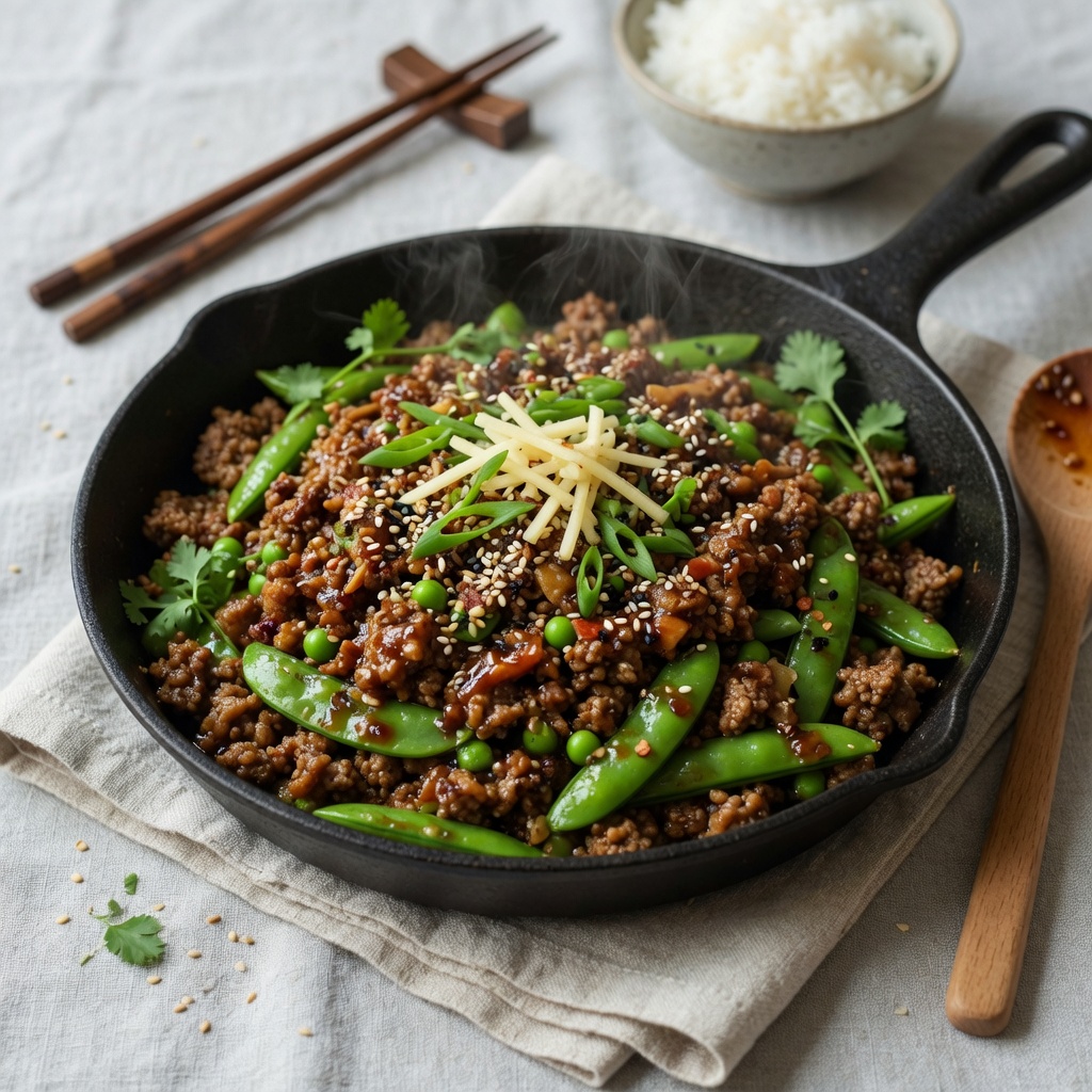 One-Skillet Ginger Beef and Snap Peas