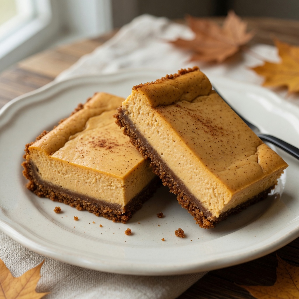 Pumpkin Cheesecake Bars with Gingersnap Crust