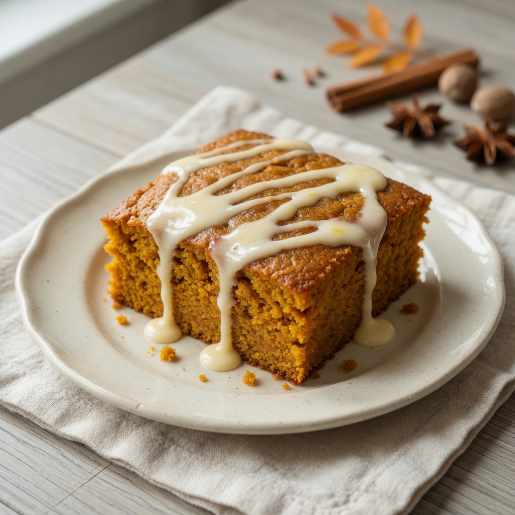 Pumpkin Spice Snack Cake with Cream Cheese Glaze