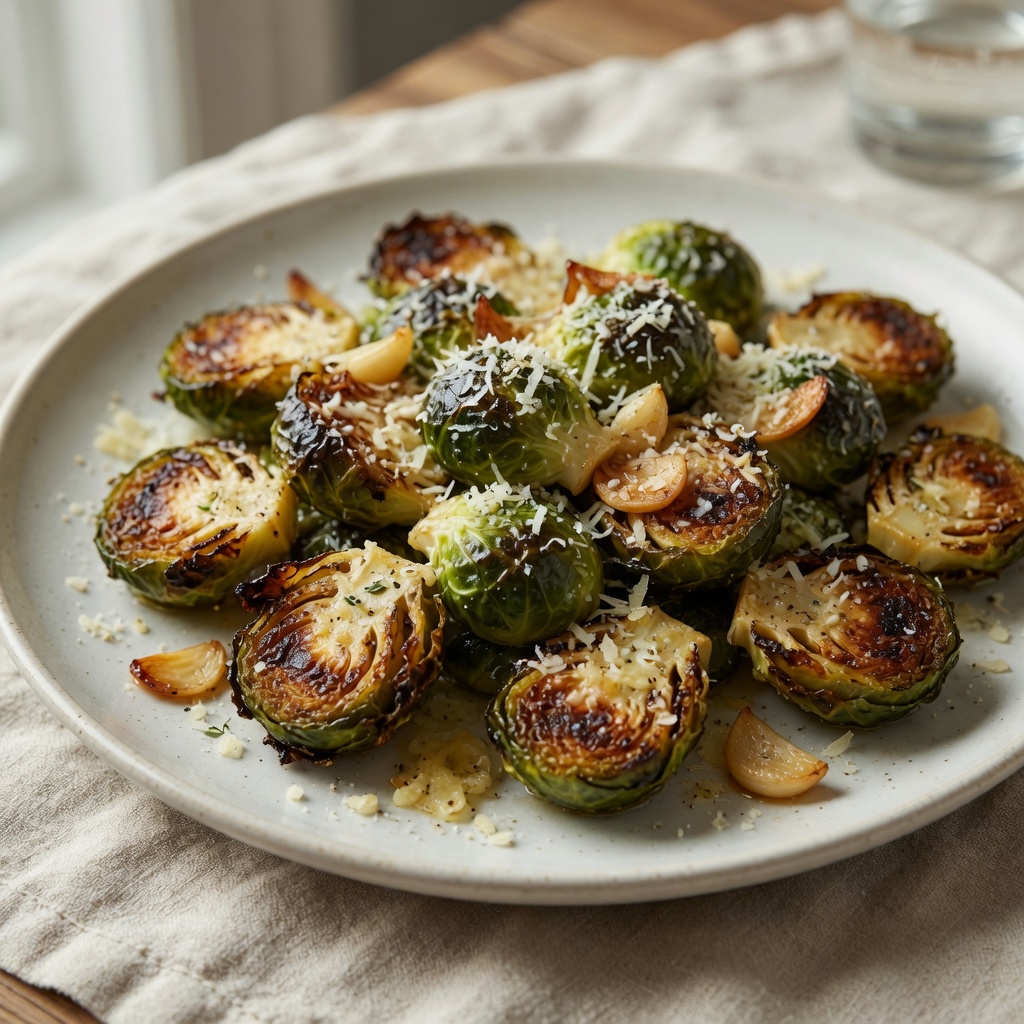 Roasted Brussels Sprouts with Garlic Parmesan