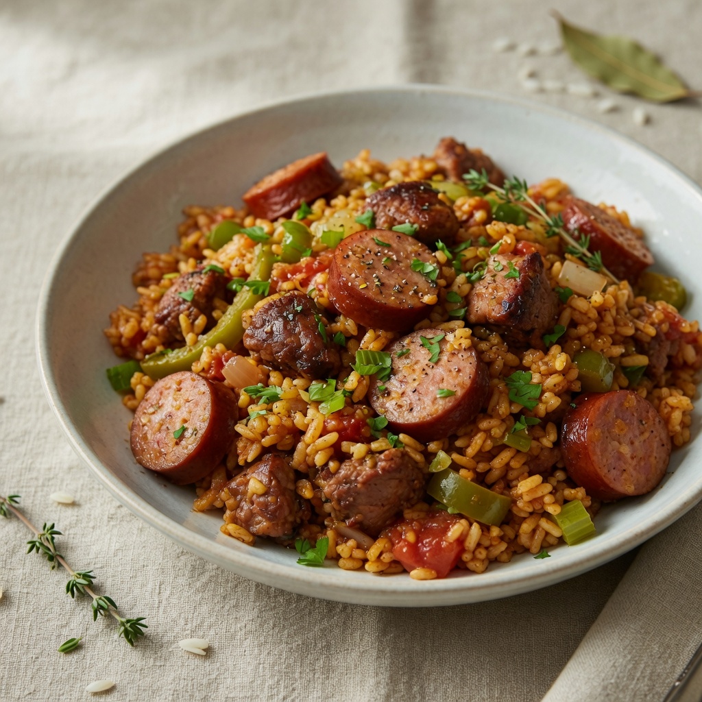 Slow Cooker Smoked Sausage & Chicken Jambalaya
