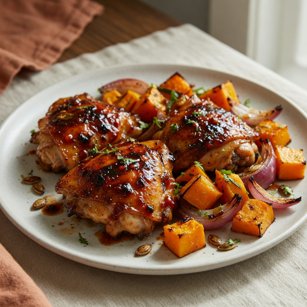 Sheet-Pan Honey-Chipotle Chicken Thighs with Butternut Squash