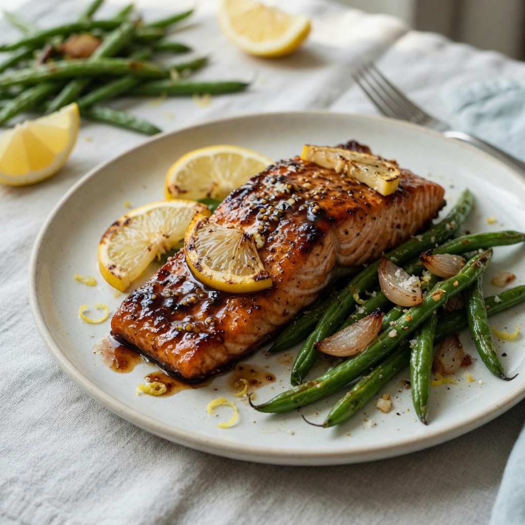 Sheet-Pan Maple-Dijon Salmon with Green Beans