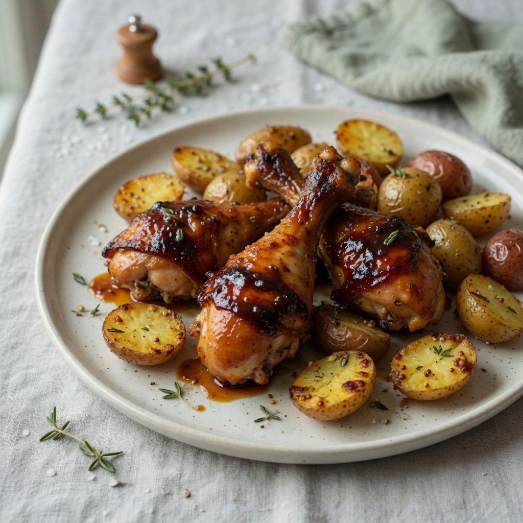 Sheet-Pan Maple-Mustard Chicken Drumsticks with Baby Potatoes