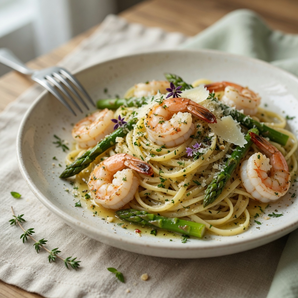 Shrimp & Asparagus Herb Pasta