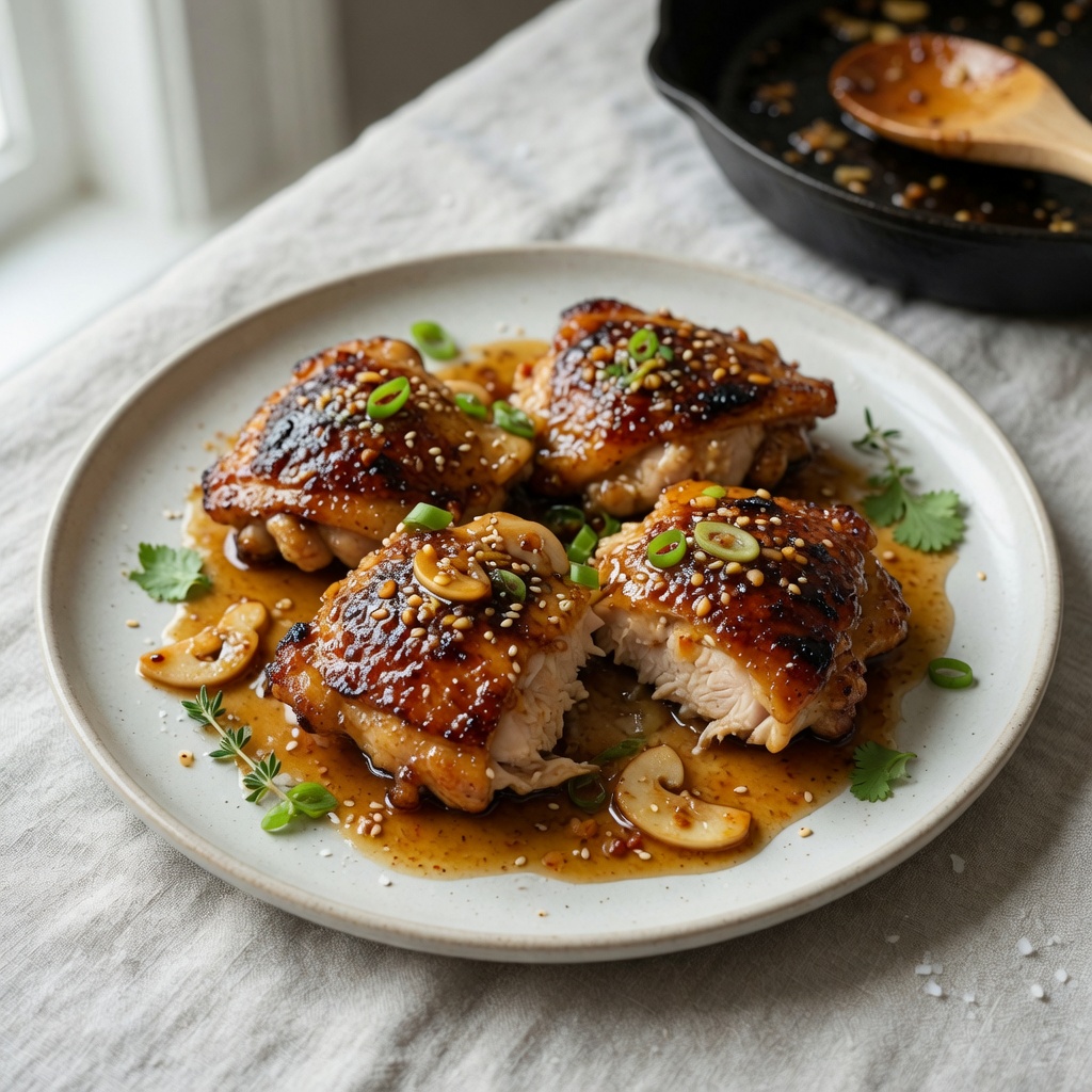 Skillet Honey Garlic Chicken Thighs