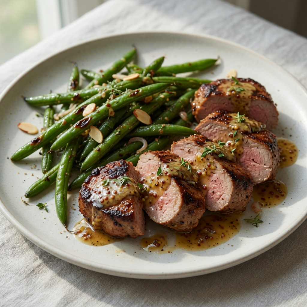 Skillet Honey-Mustard Pork Tenderloin with Green Beans