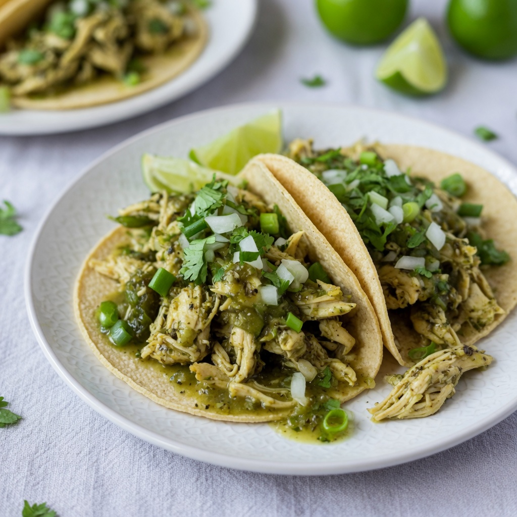Slow Cooker Salsa Verde Chicken Tacos