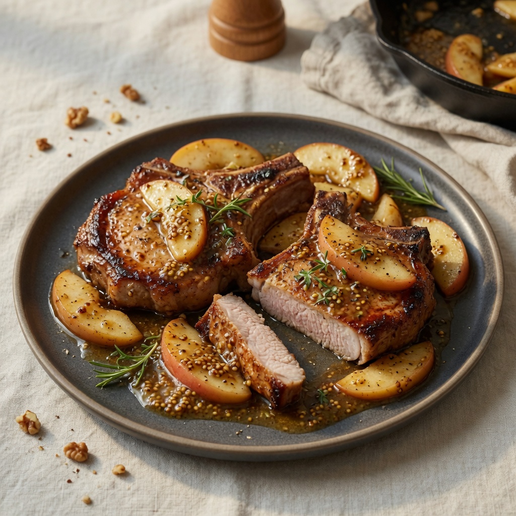 Weeknight Skillet Pork Chops with Apples and Dijon